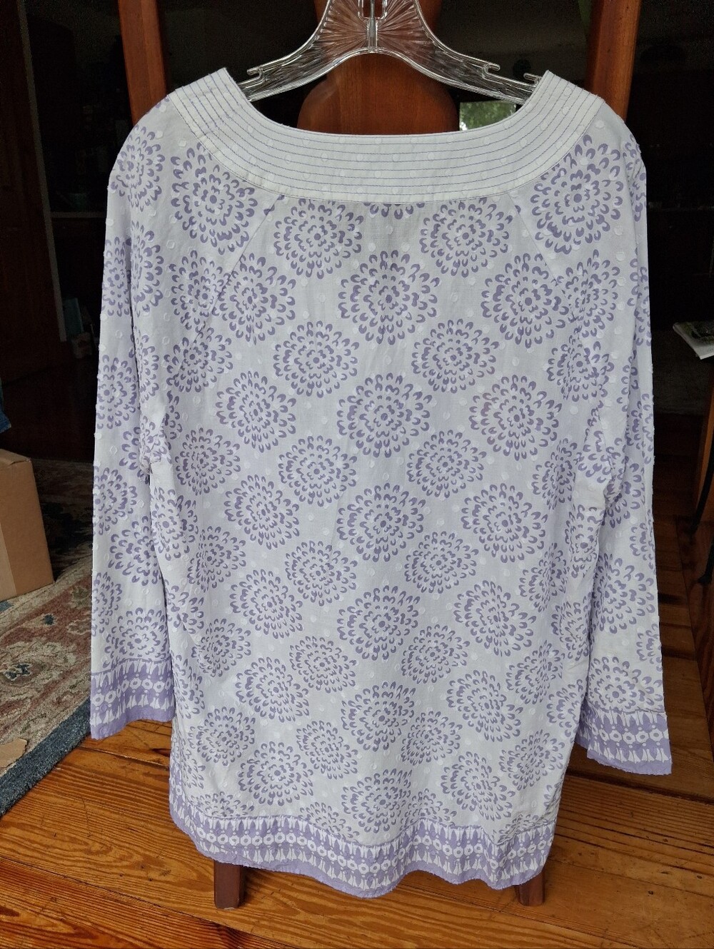 Vineyard Vines White/lavender Cotton Tunic XL EUC - Picture 3 of 7